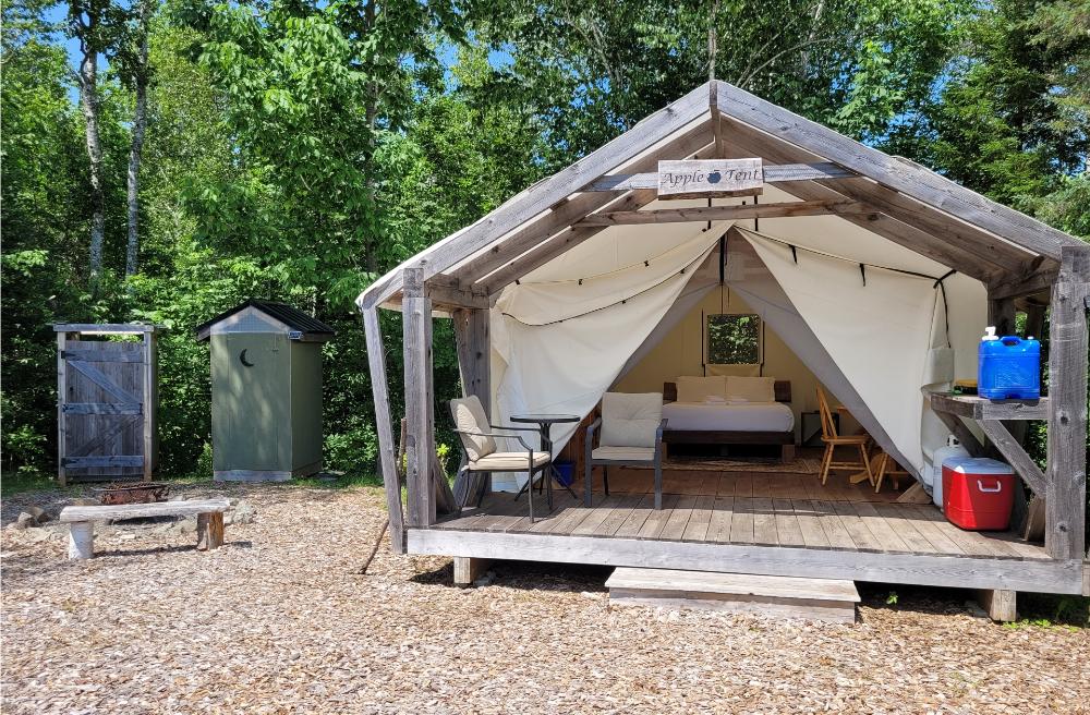 Apple Tent at NATURA forest glamping retreat in Nova Scotia
