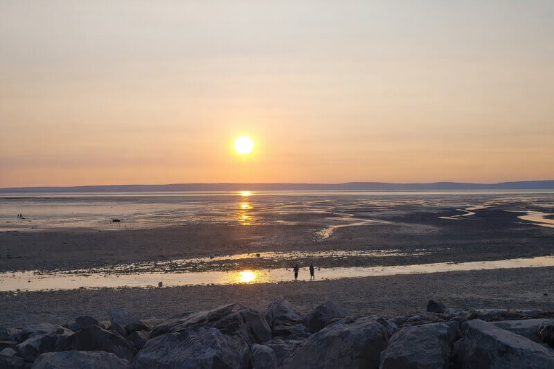 Sunset over the tidal flats of the Minas Basin at Walton Harbour Nova Scotia